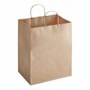 10" x 6 3/4" x 12" Natural Kraft Paper Customizable Shopping Bag with Handles - 250/Case