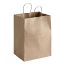 12" x 9" x 15 3/4" Regal Natural Kraft Paper Shopping Bag with Handles - 200/Bundle