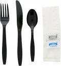 Black  Cutlery Kit 6-pcs  Heavy Weight  250 Sets-Case