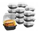 Microwavable 1-Compartment Black | Clear Plastic Hinged Container - 200|cs